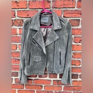 BLANKNYC Gray 100% leather biker style jacket.